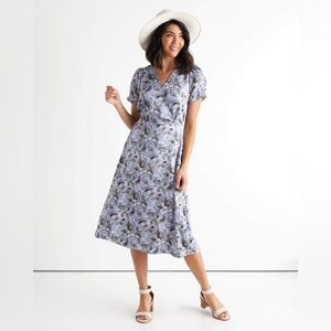 DownEast Women's Celia Floral Dress - Blue, Purple, and Green